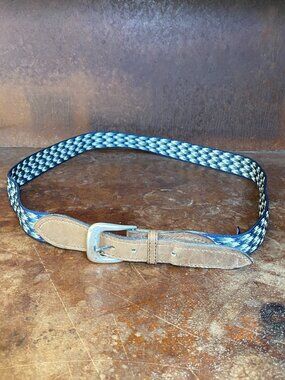 Bison Designs Blue Patterned Woven Belt featuring Size 40 Made in Colorado USA